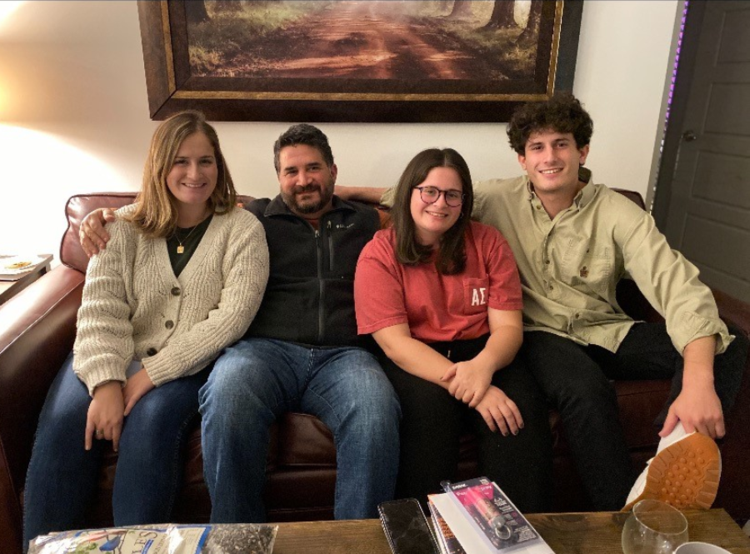 Joe with kids Christmas